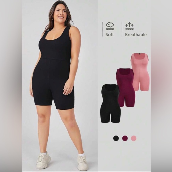 SHEIN BASICS Plus Scoop Neck Romper - Picture 1 of 8